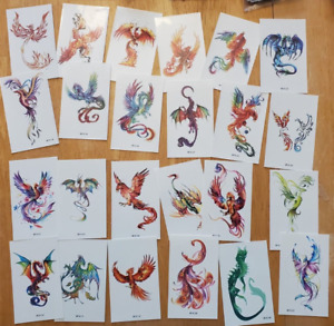 24 Temporary Tattoo Stickers Waterproof Dragon Arm Body Art