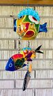 Hanging Folk Art Coconut Fish Hand Carved Mexico Home Tropical Wind Chime #5