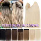 Invisible Clip/Wire In One Piece Headband 100% Human Hair Extensions Remy THICK