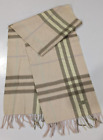 Burberry 100% Cashmere Authentic Beige Classic Check Scarf BR021