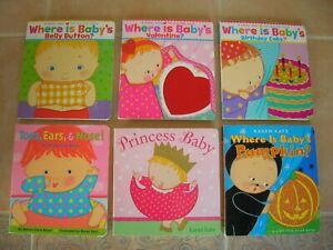 6 KAREN KATZ Board books Lift-A-Flap lot Princess Baby Toddler Children Daycare