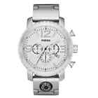 Men's Fossil JR1227 Gage Silver Stainless Steel Analog Watch Works Great