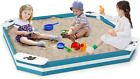 Kids Sandbox, Cedar Bottomless Sand Pit for Backyard Deck Patio Lawn, 4 Corner S
