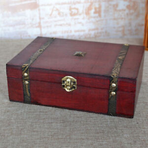 Vintage Jewelry Box Wooden Treasure Box Jewellery Storage Box Case Organizer