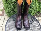 Mens Lucchese Classics Alligator Head Cut Black Cherry Boots size 11.5 EE