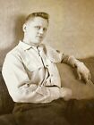 O6 Photograph Handsome Blonde Man Portrait Couch 1940-50's Cute