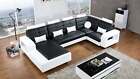 4PC Black White Modern Faux Leather Sofa  Chaise Chair Corner Sectional Set
