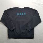 Obey Crewneck Sweatshirt Mens Size M Black Pullover Spell Out