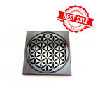 Shungite Tile with engraving Flower of life 10x10x1cm EMF protection Home design