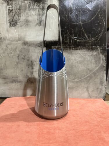 Belvedere Vodka Ice Bucket Bottle Holder, Tongs, Stainless Steel, 750ml