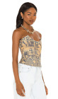 Miaou Leia Corset in Wanted -Vintage newsprint collage motif size L NWT $225