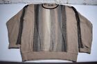 Vintage Norm Thompson Sweater Mens Size Large Brown Striped Textured Canada 90s