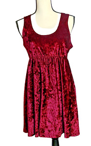 XXI Velour Crushed Velvet Cranberry Wine Red Sleeveless Mini Dress Juniors M