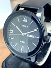 Timex Men's Watch TW2T50400 Quartz Black Dial Day Date Leather Band 41mm