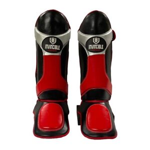 Amber Invincible Faux Leather Shin Guards Premium Protection for Muay Thai & MMA