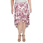 LINI Womens Meagan Red Floral Ruffled A-Line Midi Skirt S  6402