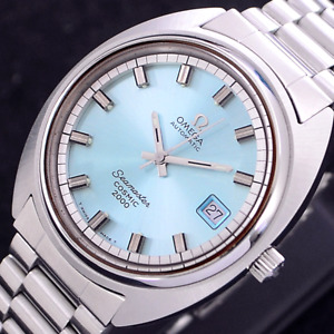 VINTAGE OMEGA SEAMASTER COSMIC 2000 AUTOMATIC SKY BLUE DIAL DATE MEN'S WATCH