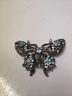 Brooch Pin Blue Butterfly Vtg