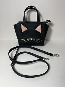 Kate Spade New York Black Jazz Things Up Cat Mini Satchel/Crossbody Bag EUC