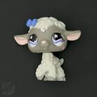 Littlest Pet Shop LPS #549 Lamb Sheep White Gray Blue Bow Flower Eyes Authentic