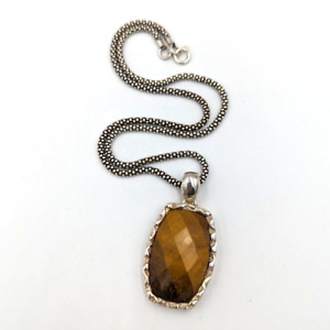 Whitney Kelly For QVC Sterling Silver Tigers Eye Pendant Enhancer 925 On Chain