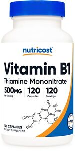 Nutricost Vitamin B1 (Thiamin) 500mg, 120 Capsules - Gluten Free & Non-GMO