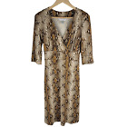 Diane Von Furstenberg womens snakeskin printed silk sheath dress v-neck size 6