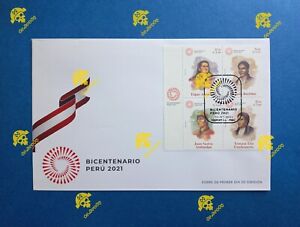 PERU 2021 HEROES OF THE INDEPENDENCE II FDC STAMPS BICENTENNIAL COLLECTION