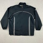 VTG Reebok Windbreaker Jacket Mens Large Black Full Zip Lined Mock Neck Pockets