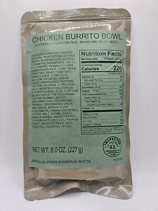 Authentic USGI Ration Entree - Chicken Burrito Bowl - Army Meal Ready to Eat