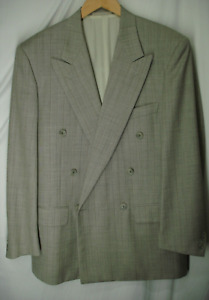 CORNELIANI Grey Plaid Double Breasted Suit Jacket Mens  EU 50 / US 40 R