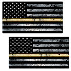 Thin GOLD Line Flag GRUNGE Sticker - Dispatch USA Vinyl Decal Police FS2008