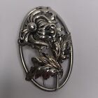 Taylord Sterling Silver Flower Brooch Pin 925 Raised Detail 3in