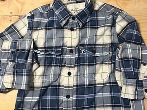 Abercrombie Fitch Size XL Plaid Heavy Flannel Muscle Long Sleeve Shirt - Blue