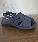Keds 8 Blue Sandal Open Toe Slingback Low Wedge Fabric