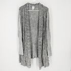 Zenergy by Chico's Open Front Ruffle Long Sleeve Cardigan Gray Women's Size M