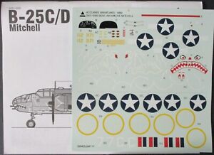 Accurate Miniatures 1/48th Scale B-25 C/D Mitchell - Decals from Kit 3431