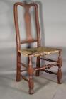 RARE 18TH C NORWICH, CT CARVED CRESTED QA CHAIR WITH SPANISH FEET OLD RED PAINT