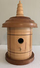 New Artist Wood Bird House Dome Style Lathe Turned Handmade Birdhouse Stand Post