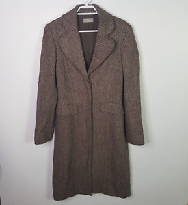 Vintage Endless Spirit Wool Tweed Trench Coat Womens Small Brown Naishead Pocket