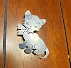 Vtg 925 silver Mexico Taxco Marked TM-180 Large Cat Brooch Pendant