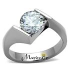 2.04 Ct Round Cut Cubic Zirconia Stainless Steel Engagement Ring Women's Sz 5-10
