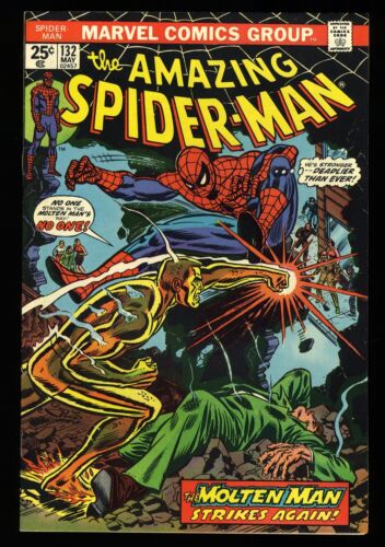 Amazing Spider-Man #132 NM 9.4 Molten Man Appearance! Marvel 1974