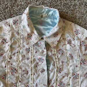 Wrangler Twenty X Pearl Snap Shirt Girls Medium Floral Western LS Tailored Fit