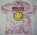 Nirvana Smiley Graphic Pink Tie Dye Tee Shirt New
