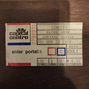Elton John 1974 Concert Ticket Capital Centre Nov 22 1974