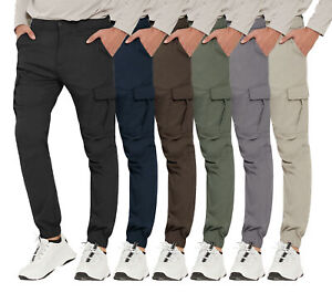 Men's Work Cargo Pants Stretch Waterproof Combat Hiking Casual Joggers Trousers