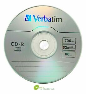 25 VERBATIM Blank CD-R CDR Logo Branded 52X 700MB Media Disc in Paper Sleeves