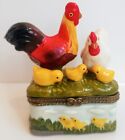 New ListingVintage Ceramic Trinket Box Rooster, Hen & Chicks with Minis Inside