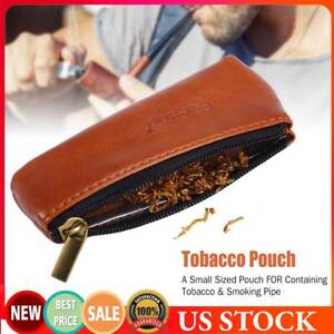 Portable Zippered PU Leather Pouch Bag Holder Preserving Tobacco Smoking Pipe